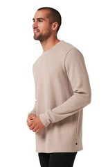 $140 Travis Mathew Men’s Cloud Waffle Crew Shirt – Oxford Tan – Small – New Tag