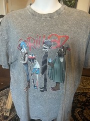 Gorillaz XL Band Tee Shirt Gray Acid Wash
