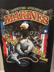 Vintage United States Marines Black Graphic T-Shirt Mens Medium Y2K 2008 7.62