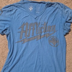 Affliction Live Fast 2XL Blue V-Neck Short Sleeve Cotton Graphic Tee