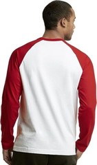 TOP PRO Men’s Full Length Sleeve Raglan Cotton Baseball T Shirt (S / RED/WHT)