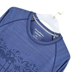 Tommy Bahama IslandZone Mens Large Blue Palm Tree Graphic Long Sleeve Shirt L/G