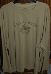NWT Men’s Life Is Good Ride On Motorcycle Khaki LS Crusher Tee