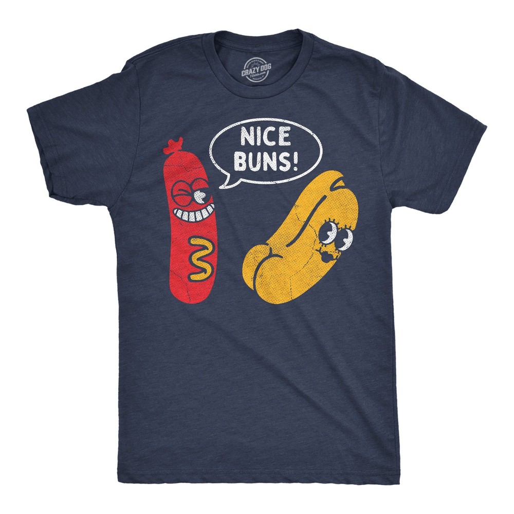 Mens Funny T Shirts Nice Buns Sarcastic Hot Dog Graphic Novelty Tee For Men