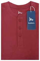 Mens Henley Long Sleeve Jersey Plain T-shirt Grandad Neck Top Causal by Beebizco