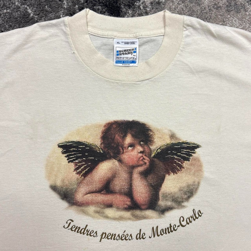 Vintage Art Shirt Mens XL 90s Raphael Sistine Madonna Cherub Angel Jesus God