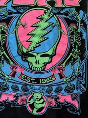 Grateful Dead Liquid Blue Blacklight T-Shirt SYF Steal Your Face Skull Glow