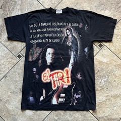 Rare Vintage 90s El TRI Shirt Mens XL Black Mexican Rock Band Double Sided AOP