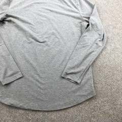 Cuts Shirt Mens Medium Gray Long Sleeve Curve Hem Crewneck Tee Solid Casual Top