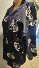 Niepce Streetwear Japanese Navy Blue Kimono Graphic Short Sleeves Shirt Large