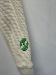 VTG Split Skateboard Thermal Shirt Unisex Medium Cream Graphic Print Waffle Knit