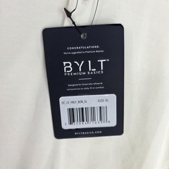 BYLT Premium Basics Men’s XL Drop Cut Lux Shirt Long Sleeve Henley Off White NWT