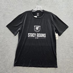 Stacy Adams Men Shirt Medium Black Logo Short Sleeve Crew Neck NWT