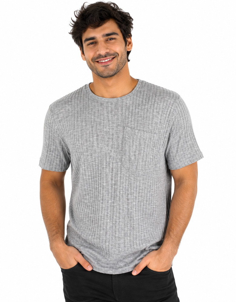 And Now This Mens T-shirt New XXL Gray Crew Neck Short Sleeve Ribbed Pocket