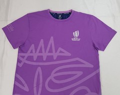 RUGBY WORLD CUP FRANCE 2023 MENS SIZE L PURPLE COTTON T-SHIRT EMBROIDERED LOGO