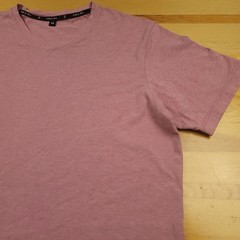 PUBLIC REC Mens V Neck T Shirt Short Sleeve Heathered Mauve Pink Pima Cotton M