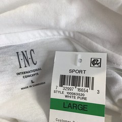 New INC Cowl Neck TShirt Short Sleeve White Pure Men’s Large