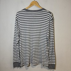 Mens Old Navy Rib Knit Shirt Size Large L/S Cotton Gray White Preppy Casual Y2K