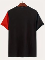 T Shirt Men GOD GOT ME Colorblock Black Red Contrast Fashion Wicking Soft Casual