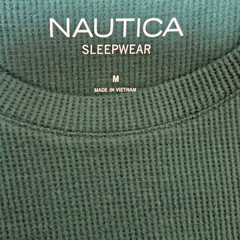 Nautica Sleepwear Men’s Green Waffle Knit Crew-Neck Long Sleeve T-Shirt M