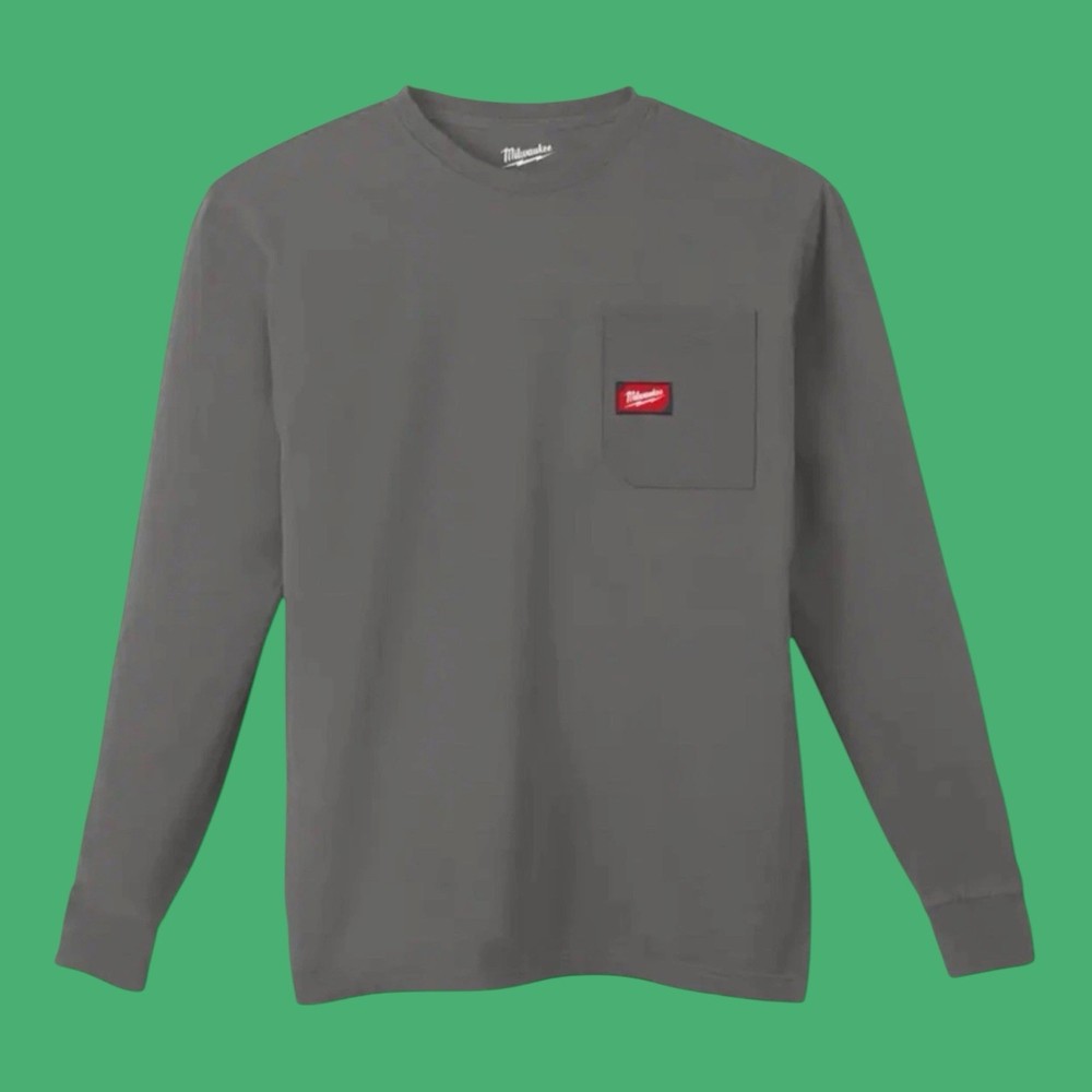 Milwaukee Men’s X-Large Gray GRIDIRON Cotton/Polyester Long-Sleeve T-Shirt (AA)