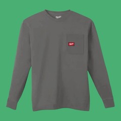 Milwaukee Men’s X-Large Gray GRIDIRON Cotton/Polyester Long-Sleeve T-Shirt (AA)