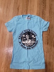 Skeleton DJ Easily Distracted By Music And Bourbon Funny Women T-Shirt Blue S