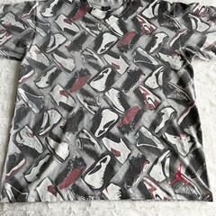 Vintage Nike Air Jordan Shirt Tee Mens Large Gray Sneaker AOP Jumpman Streetwear