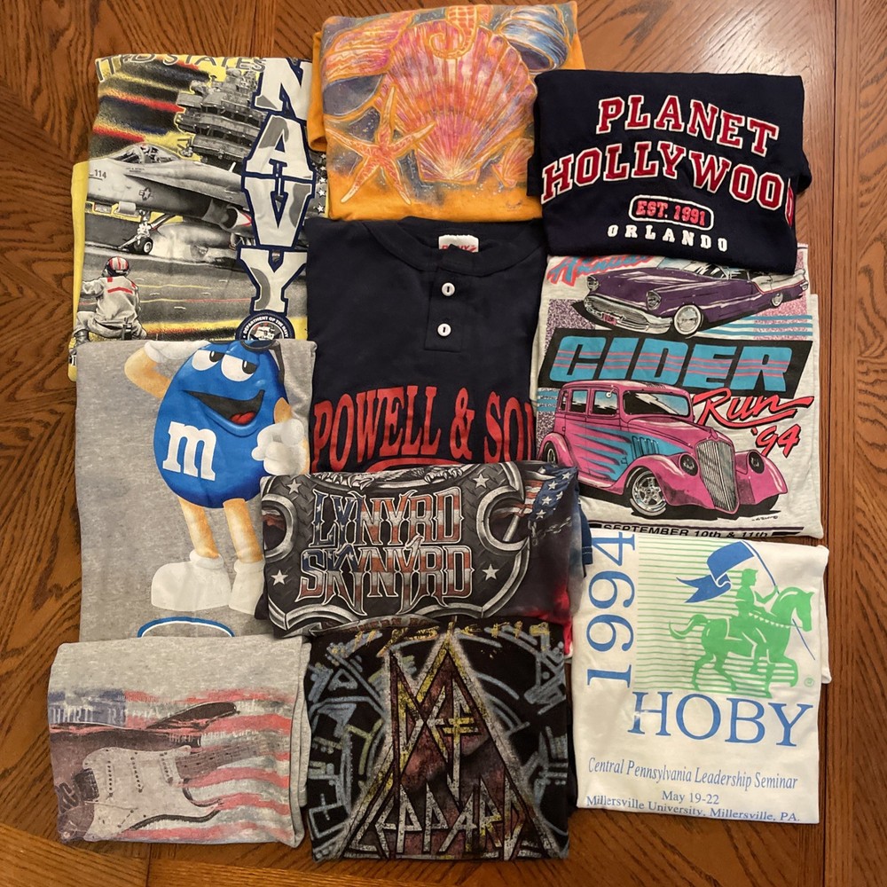 Vintage T-Shirt Lot Of 10 90s Y2K US Navy M&M’s Def Leppard Lynyrd Skynyrd