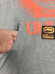 Ecko Unltd Shirt Mens Large Gray Marled Short Sleeve Hoodie Graphic EO12K821