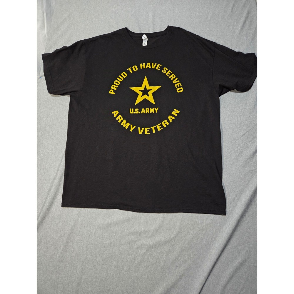 Delta Pro Spun US Army Veteran T-Shirt Black Yellow Graphic Mens XL Proud Served