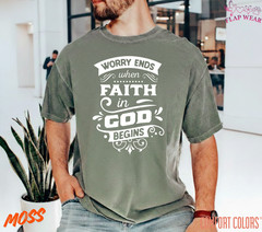 Unisex Worry Ends When Fai T-Shirt, Men T shirt,Women T shirt Gift Christian Top