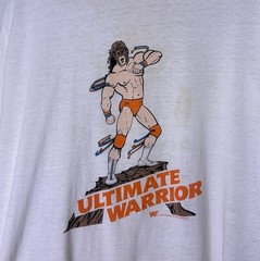 Vtg 80s 1987 WWF Ultimate Warrior Wrestling Ringer T-Shirt Size XL