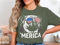 Patriotic Pug Shirt 4th of July Dog Lover Graphic Tee