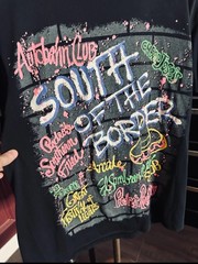 SOUTH OF THE BORDER 90s single stitch t-shirt Screen Stars black graffiti Large