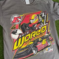 Gildan Eldora Speedway 2015 World 100 Racing T-Shirt Mens Medium Gray Dirt Track