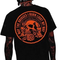 MAY THE BRIDGES I BURN LIGHT MY WAY Skull Print Men’s T-Shirt Back Printing