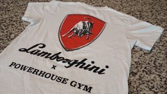 Vintage Powerhouse Gym Tokyo Japan Lamborghini Weight Lifting Tee Shirt White