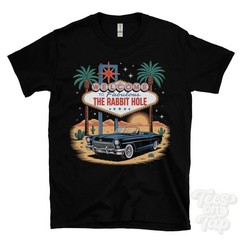 THE RABBIT HOLE LAS VEGAS SIGN PARODY FUNNY T-SHIRT radstock somerset england