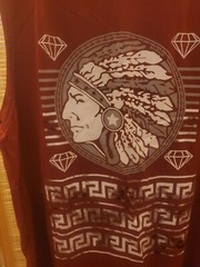 Launder Mens Shirt Size XL Red White Indian Diamonds Hooded Pull On Sleeveless