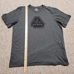 PrAna Shirt Mens XL Grey Pullover Cotton Graphic Logo Casual Outdoors