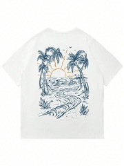 Coastal Men’s Vacation Style Island Element Printed Short Sleeve T-Shirt