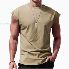 Mens Sleeveless T-Shirts Workout Tank Tops Cut Off Shirts Gym Summer Casual Tee