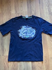Ecko Unltd Navy “The Block Is Hot” T-Shirt Plastic Embroidered Graffiti Rhino XL