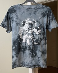 Nasa T-Shirt Gray Tie Dyed Space Graphic Short Sleeve Pullover Men’s Small