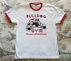 Bulldog Gym Venice Beach California Bodybuilding Muscle Workout Ringer T-Shirt