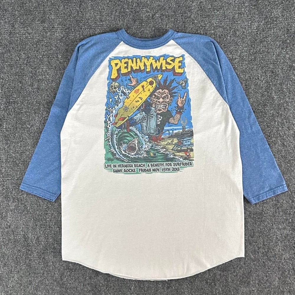 Rare Pennywise Band Surfrider Foundation Concert Raglan Graphic Tshirt Size L