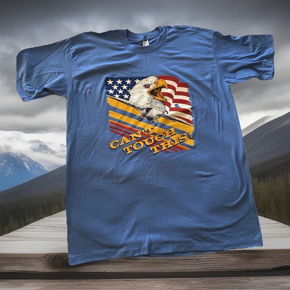 Single Stitch Can’t Touch This Vtg Graphic T-shirt Eagle Flag Jet Size Xl NWOT