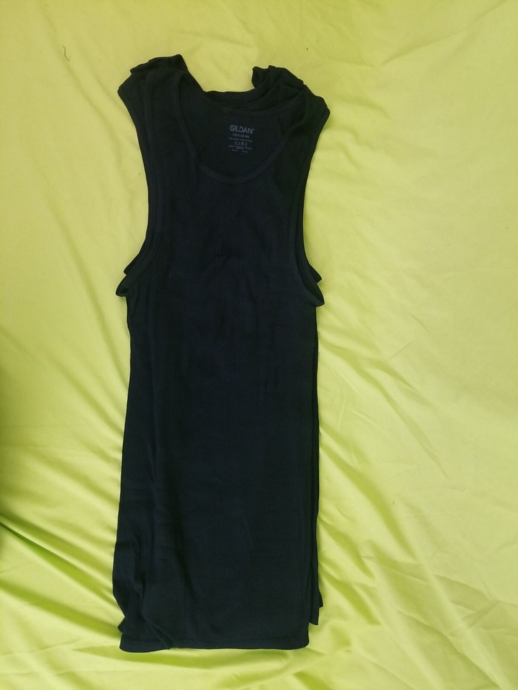 Gildan Men’s Size Large Tank Multipack 6 Pack All Black No Packaging NEW