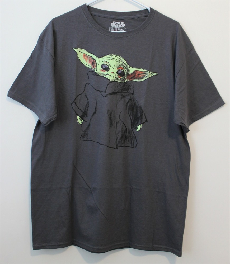Star Wars Standing Child Men’s Baby Yoda Grey T-shirt Multisize NWT